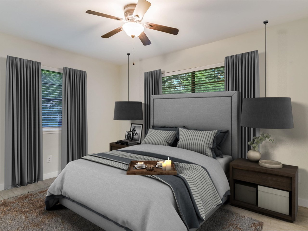 oversized primary bedroom. great natural light. fresh paint, floors, doors & hardware
