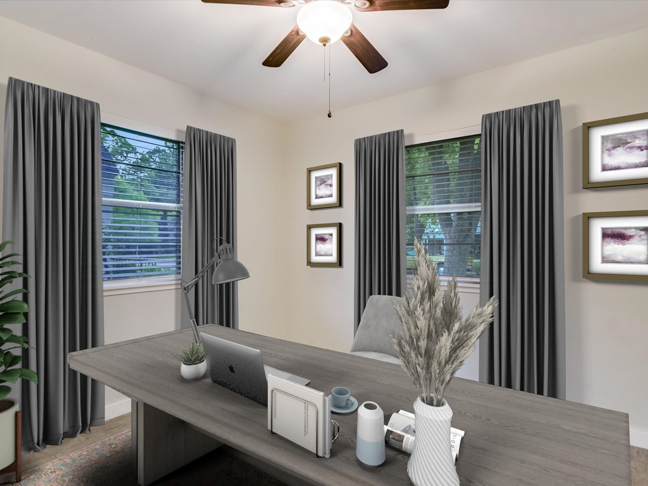 2nd bedroom or great office with wonderful natural light, fresh paint, floors, lighting & more!